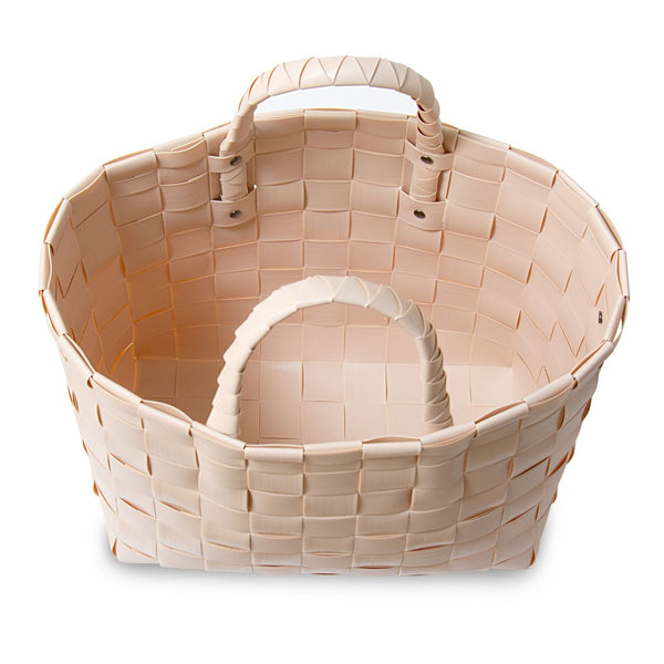 【カゴバッグ】手編み HandedBy NICE SHOPPER 2023 soft peach( カゴバッグ ハンドバッグ かばん 鞄 バスケット ハンドメイド リサイクル素材 ハンデッドバイ )【お取り寄せ】