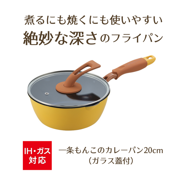 一条もんこのカレーパン 20cm ガラス蓋付 IH対応【お取り寄せ】