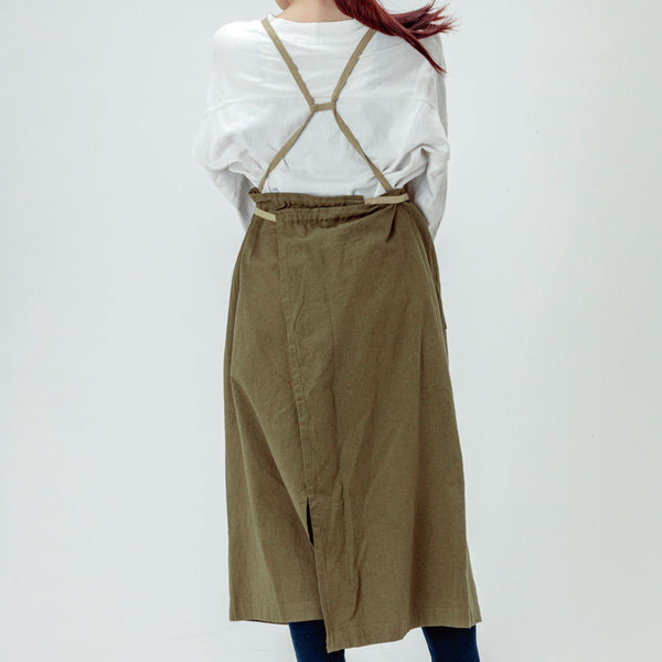 【2枚以上ご購入でお得】当店オリジナル 綿麻フレッシュエプロン カーキ - Peacetar Black Label【送料無料】