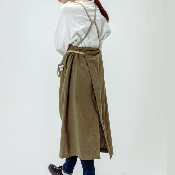【2枚以上ご購入でお得】当店オリジナル 綿麻フレッシュエプロン カーキ - Peacetar Black Label【送料無料】