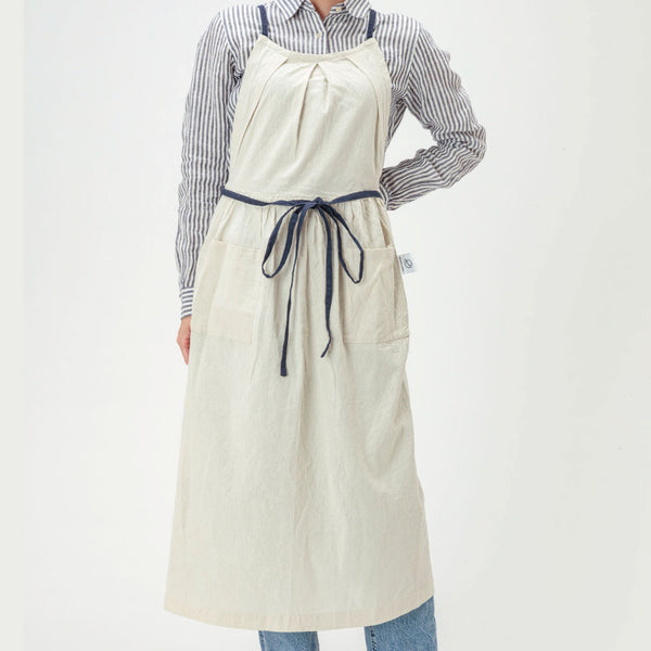 【2枚以上ご購入でお得】当店オリジナル 綿麻フレッシュエプロン ライトグレー - Peacetar Black Label【送料無料】