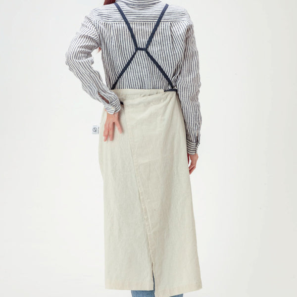 【2枚以上ご購入でお得】当店オリジナル 綿麻フレッシュエプロン ライトグレー - Peacetar Black Label【送料無料】