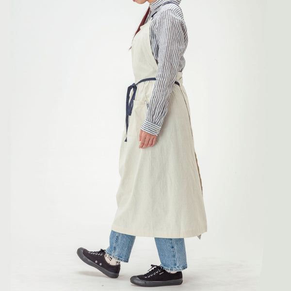 【2枚以上ご購入でお得】当店オリジナル 綿麻フレッシュエプロン ライトグレー - Peacetar Black Label【送料無料】