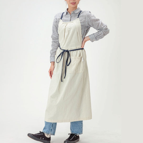 【2枚以上ご購入でお得】当店オリジナル 綿麻フレッシュエプロン ライトグレー - Peacetar Black Label【送料無料】