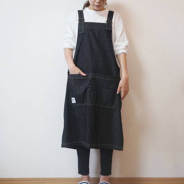 【完売】カバーオールエプロン デニムブラック Peacetar Black Label