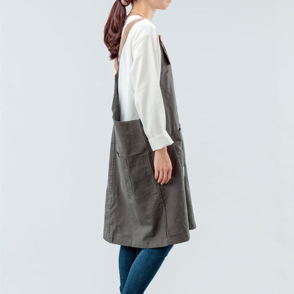 【2枚以上のご購入でお得】Peacetar Black Label カバーオールエプロン Soil Gray - キッチン・アウトドア・介護など作業着に人気【メール便は送料無料 / 日時指定不可】