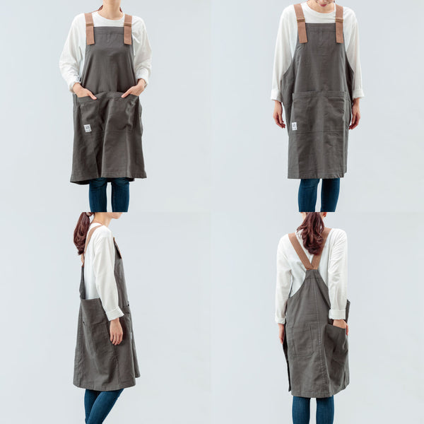 【2枚以上のご購入でお得】Peacetar Black Label カバーオールエプロン Soil Gray - キッチン・アウトドア・介護など作業着に人気【メール便は送料無料 / 日時指定不可】