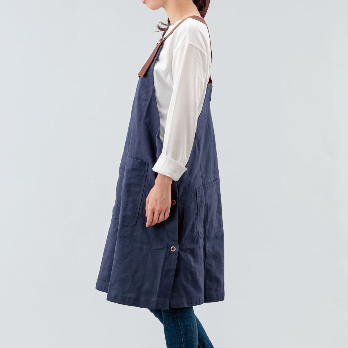 当店オリジナル カバーオールエプロン ネイビー おしゃれ アウトドアや