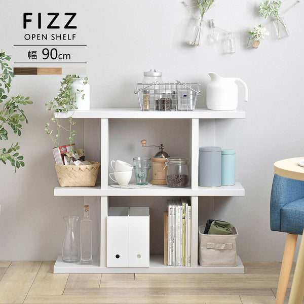 4FUL Fizz(フィズ)シェルフ ロータイプ 90cm幅 ホワイト/ブラウン【送料無料】