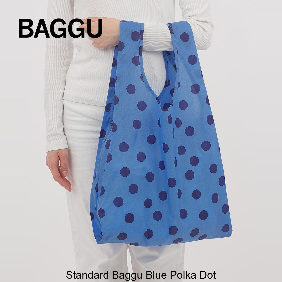 STANDARD BAGGU ブルードット 持った時のサイズ感